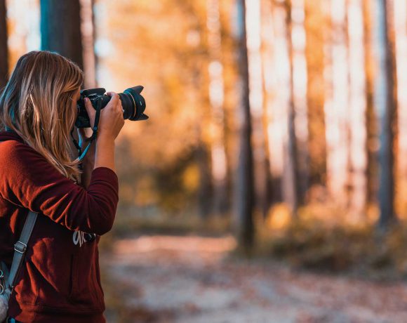 photographer in the forest