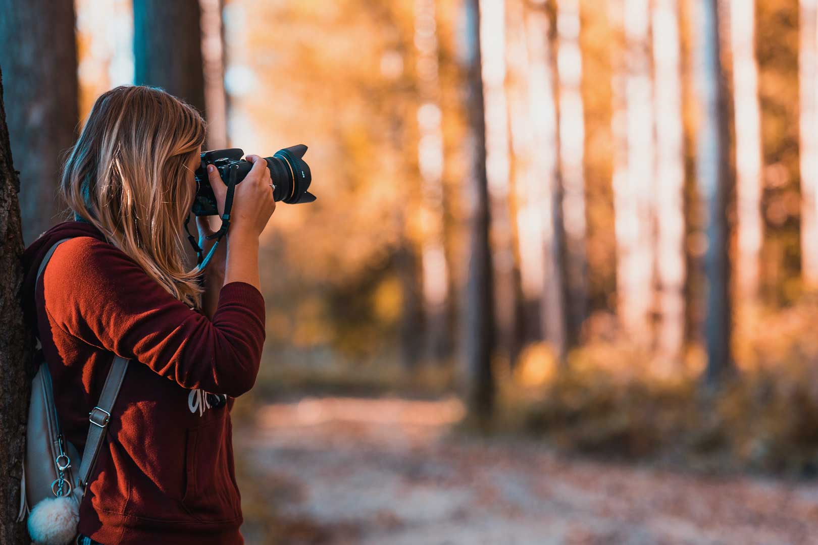photographer in the forest